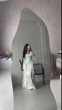 Charming White High Neck Long Sleeves High Waist Long Prom Dress With Ruffles
