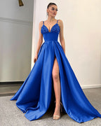 Lavender Spaghetti-Straps Sequins A-Line Evening Dress with Split BM bride