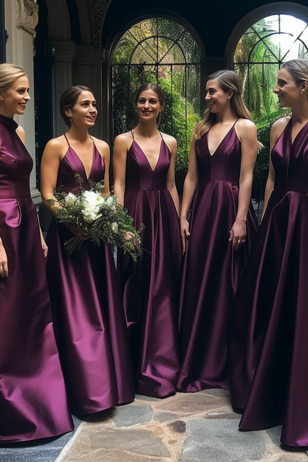 Chic Spaghetti-Strap Long A-Line Prom Dress, Suitable for Bridesmaids BM bride