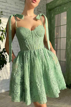 Green Sweetheart Homecoming Dress with Appliques Bmbride