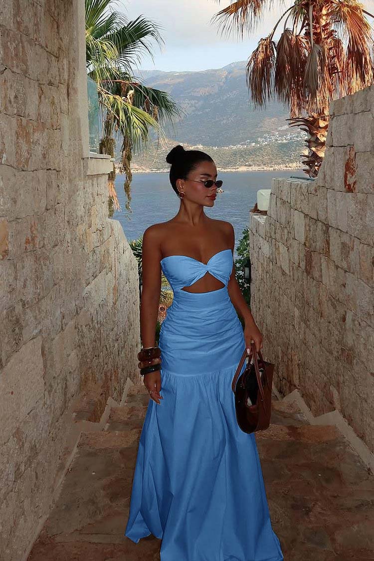 Strapless Sweetheart Sleeveless Long Prom Dress With Pleated BMBRIDE