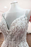 Modest Princess V-Neck Spaghetti Strap Wedding Dress with Ruffles and Lace Tulle BM bride