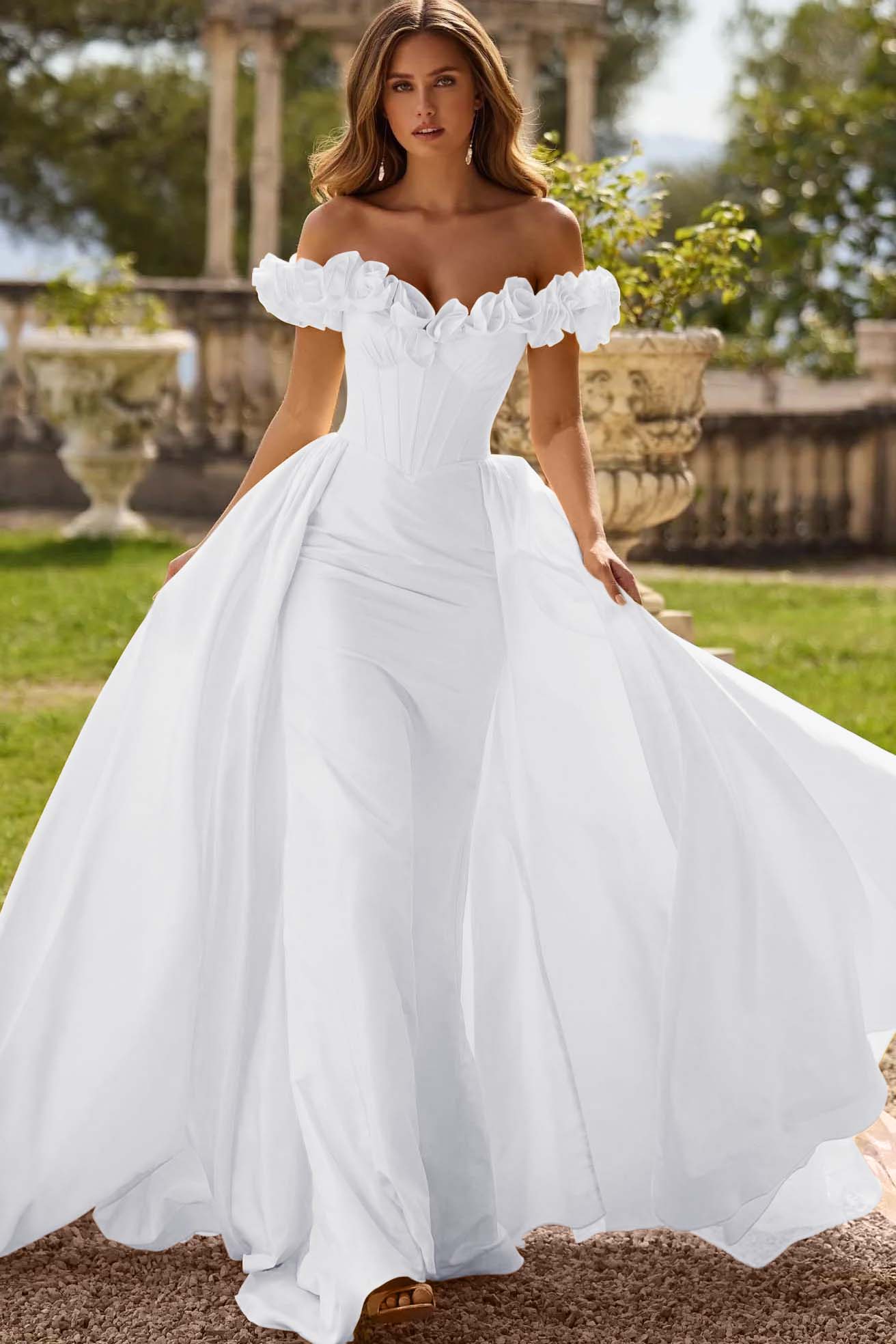 Off the Shoulder Sleeveless Long Mermaid Prom Dress With Pleated
