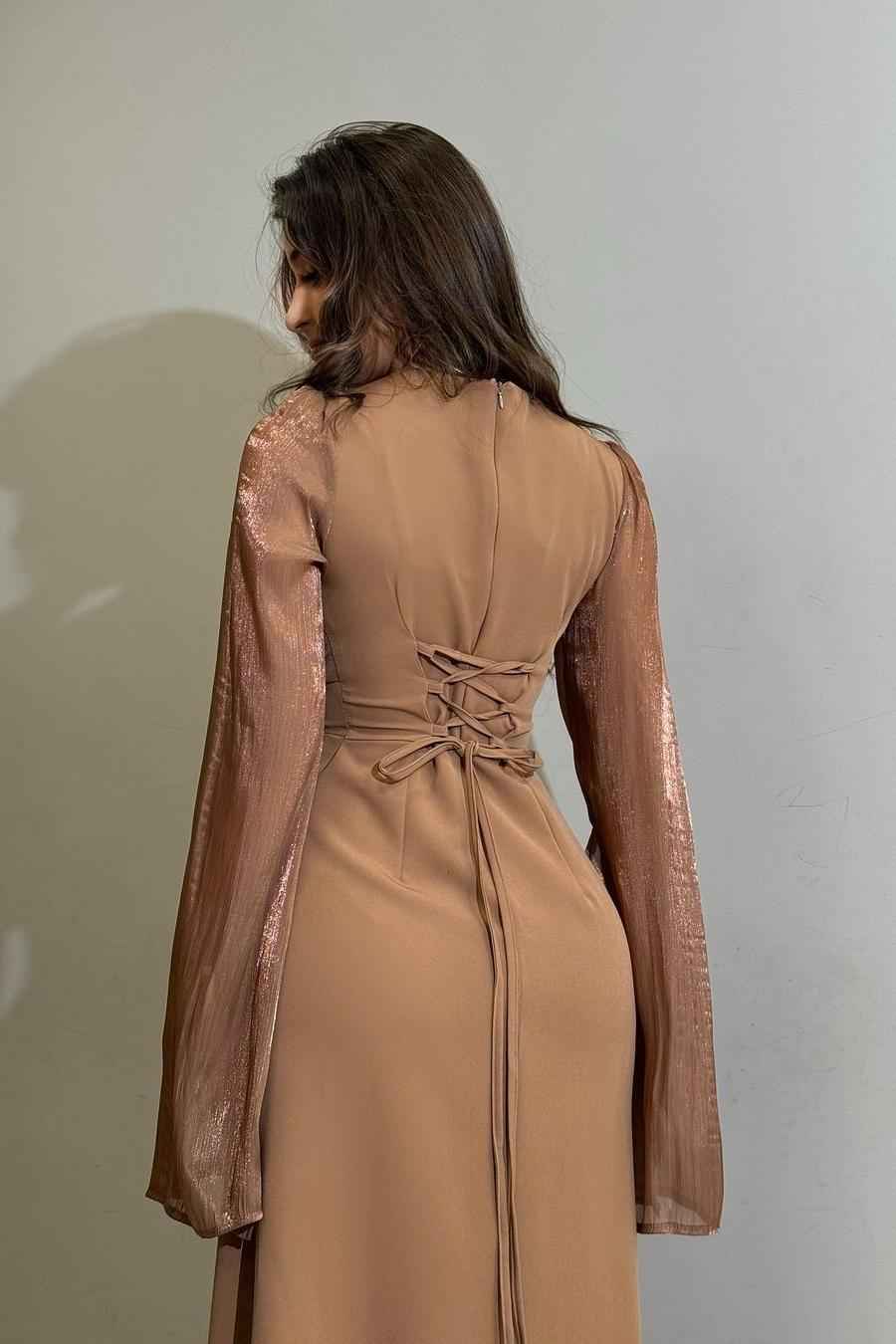 Charming Long Sleeves Jewel High Waist Long Prom Dress With Ruffles