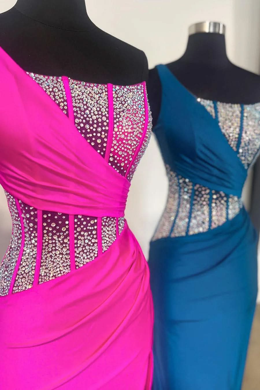 Sparkly Blue Sheath Sequins Long Prom Dress with an Elegant Slit for a Chic Look BM bride