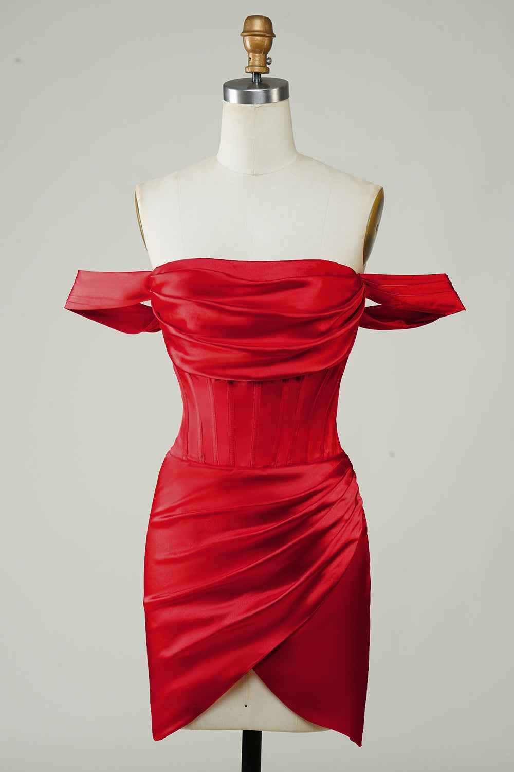 Red Off the Shoulder Asymmetrical Tight Short Homecoming Dress Bmbride