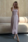 Charming Strapless Sleeveless Tea Length Prom Dress With Pleated