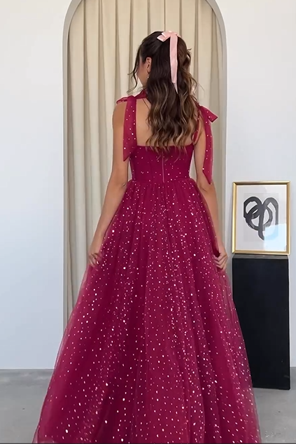Charming Tulle Straps Sweetheart Sleeveless Long Prom Dress With Sequins