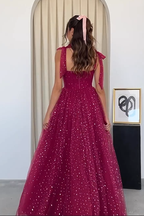 Charming Tulle Straps Sweetheart Sleeveless Long Prom Dress With Sequins