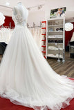 Elegant Sweetheart Long A-Line Tulle Wedding Dress with Ruffles BM bride