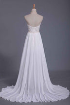 Halter Backless Chiffon A-Line Wedding Dress with Ruffles and Pearl Lace BM bride