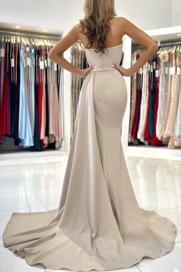 Elegant Strapless Mermaid Evening Dress with Split BM bride
