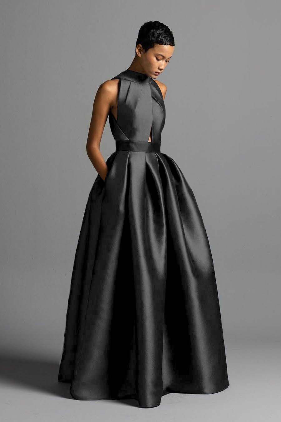 Halter Sleeveless High Waist Long Prom Dress With Pocket Pleated BMBRIDE