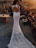 BMbride Awesome Lace Open Back Beach Mermaid Elegant Wedding Dresses BMbride
