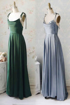 Simple Spaghetti Strap Sleeveless Prom Dress With Split Open Back