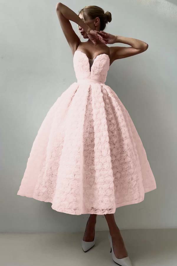 Strapless Sleeveless Long A Line Prom Dress With Appliques Belt