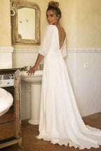 Half Sleeve V-Neck Wedding Dress BM bride