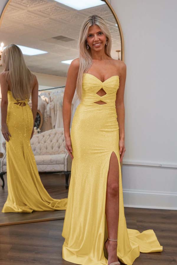Strapless Sweetheart Sleeveless Mermaid Prom Dress With High Split