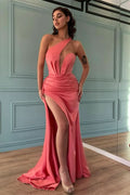 One-Shoulder Mermaid Evening Dress with Slit BM bride