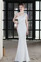 Red Mermaid Evening Dress with One Shoulder and Beaded Detail BM bride