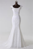 Jewel Neck Long Mermaid Lace Wedding Dress with Appliques BM bride