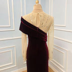 Grape Applique Bead Embroidery One-Shoulder Prom Dress with Sequins BM bride