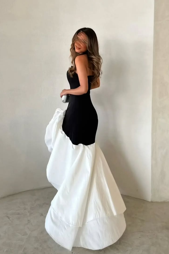 Sleeveless Strapless Long Mermaid Prom Dress With Ruffles Pleated