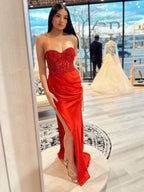 Stunning Sheath Strapless Sweetheart Long Prom Dress with Slit BM bride