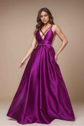 Spaghetti Strap Sleeveless Backless Long Prom Dress With Belt