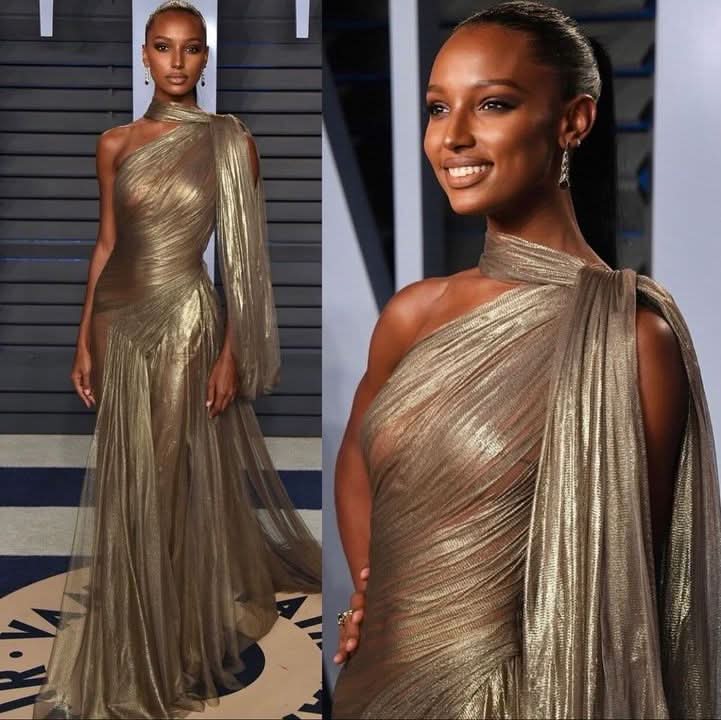 Dark Golden Tulle Long One Shoulder Pleated Sleeveless Prom Dress BM bride
