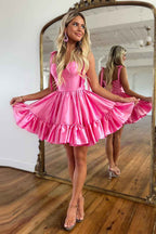 Simple Green Corset A-Line Ruched Short Homecoming Dress