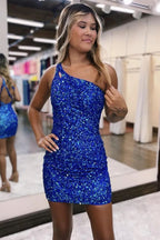 Dazzling Bodycon One Shoulder Sequins Homecoming Dress BM bride
