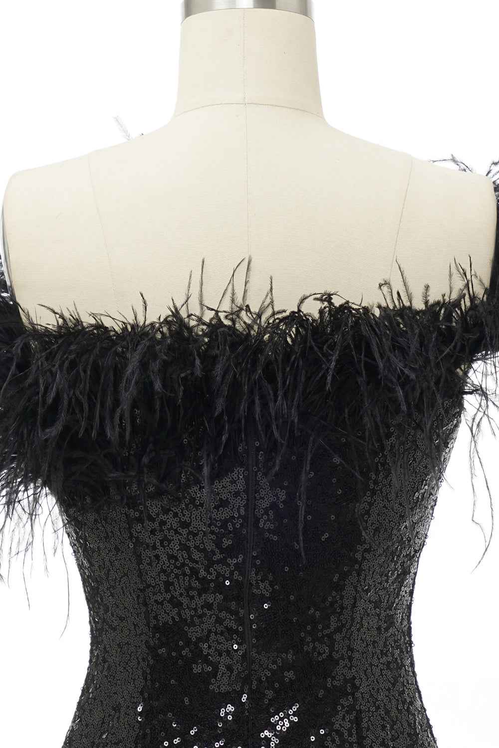 Blue Tight Sequins Homecoming Dress with Feathers Bmbride