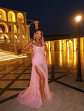 Strapless Sleeveless Long Mermaid Prom Dress With Split Appliques