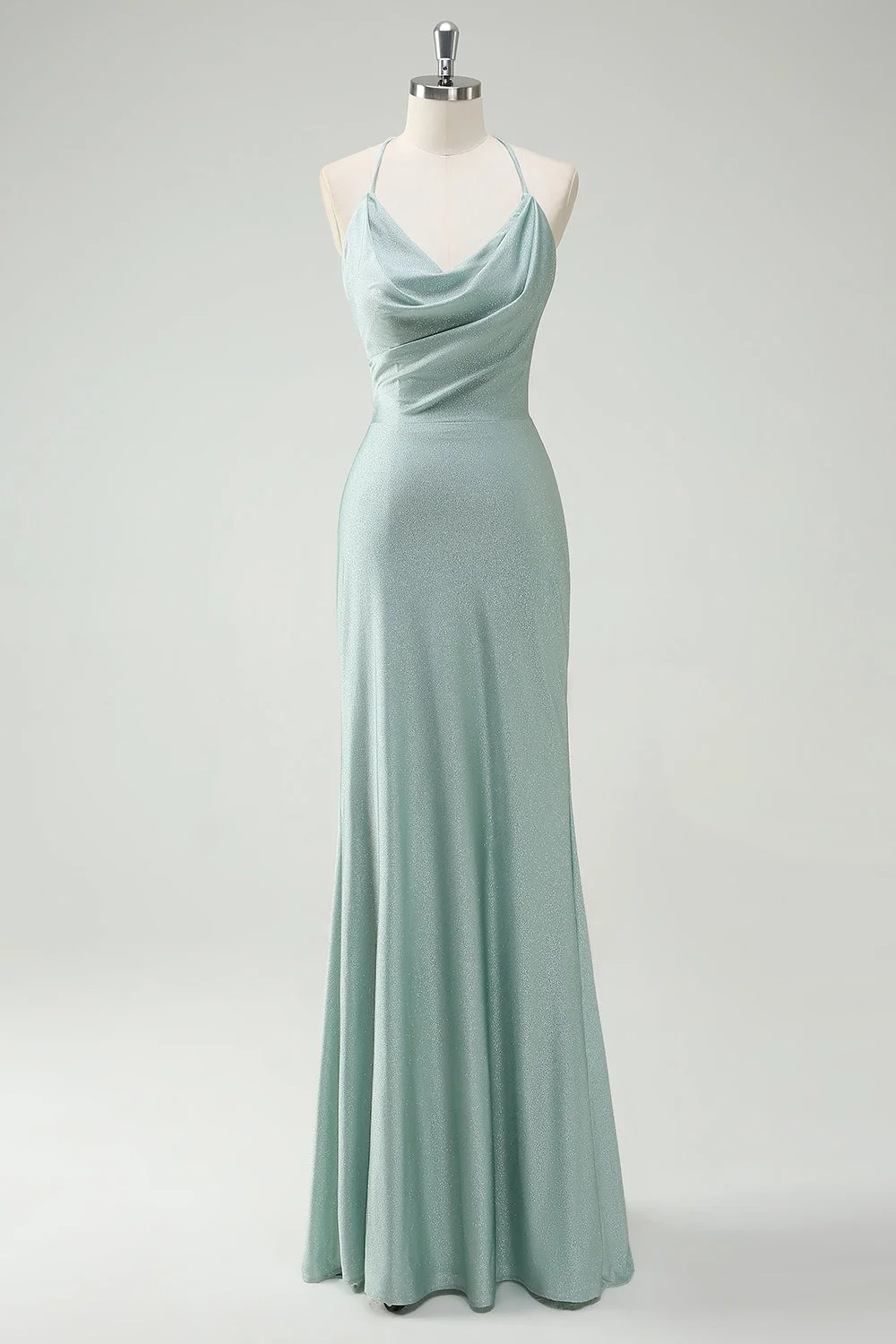 Chic Halter Sleeveless Long Mermaid Prom Dress With Pleated