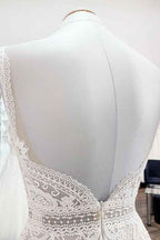 A-Line Wedding Dress with Ruffles, Open Back, and Tulle Lace BM bride