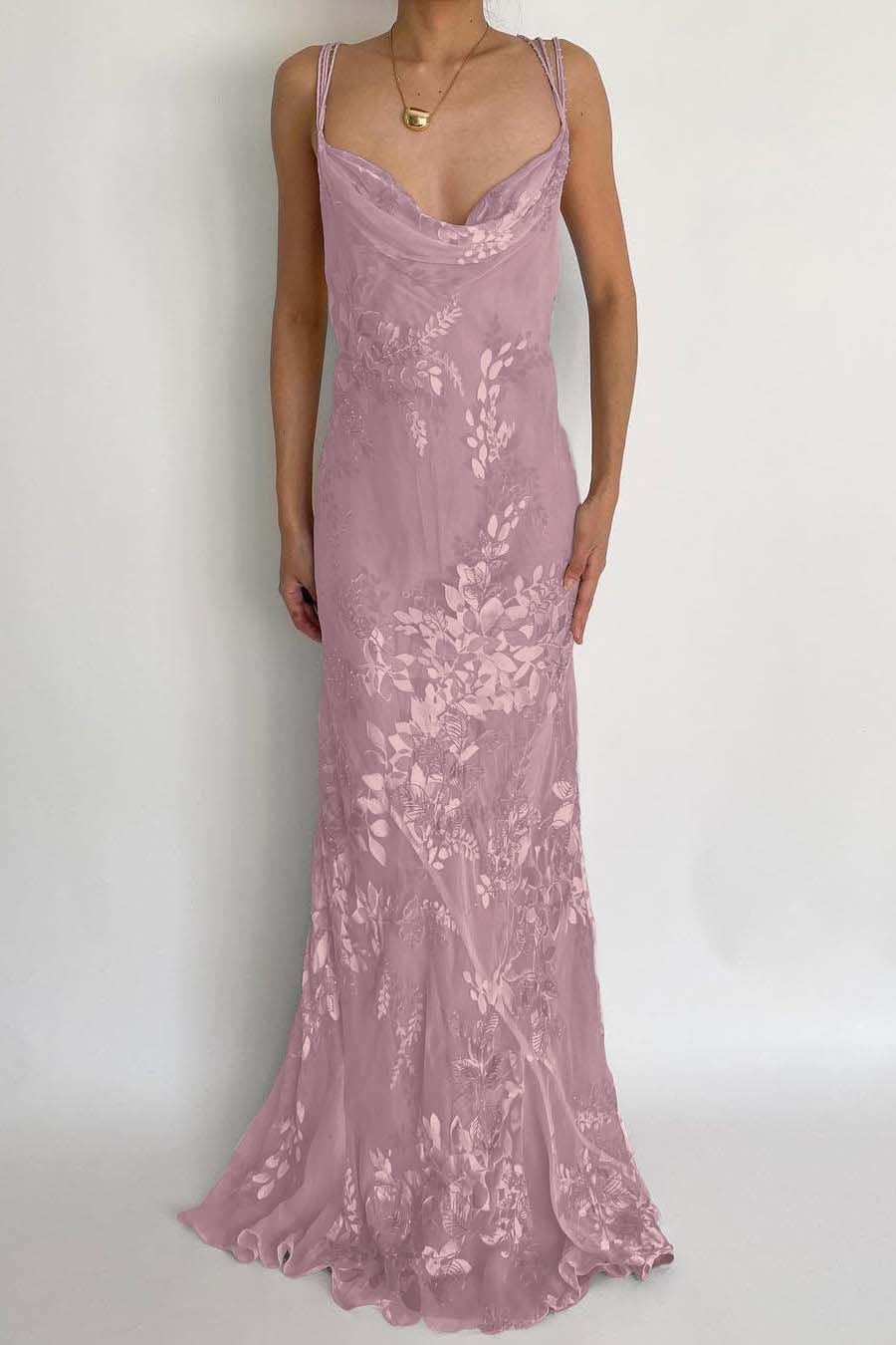 Spaghetti Strap Sleeveless Long Mermaid Prom Dress With Appliques BMBRIDE