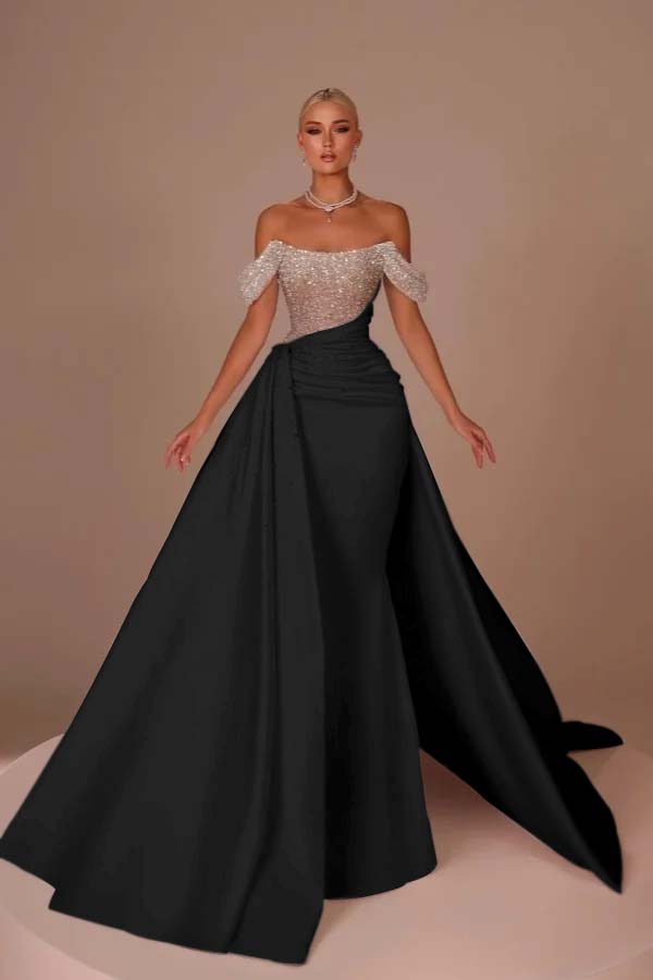 Off the Shoulder Strapless Mermaid Long Prom Dress With Sequins BMBRIDE