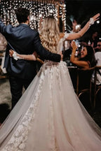Off-the-Shoulder A-Line Wedding Dress with Lace BM bride