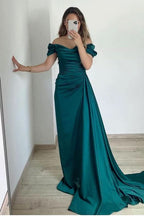 Strapless Off-The-Shoulder Mermaid Prom Dress with Ruffles BM bride