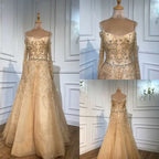 Elegant Sequin Appliques Prom Dress with Long Sleeve V-Neck A-Line Style BM bride