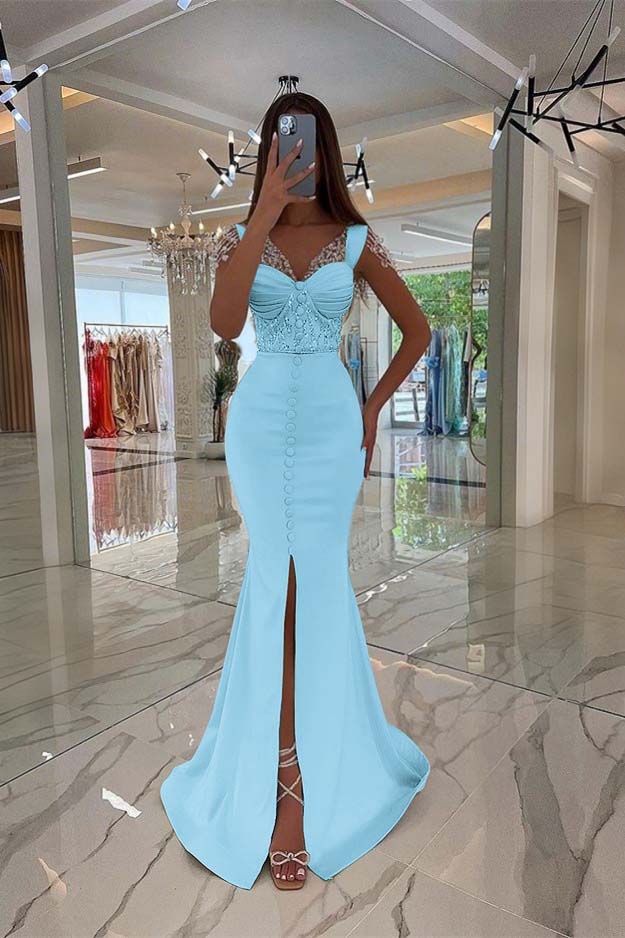 Amazing Mint Green Cap Sleeves Prom Dress Long Front Slit With Buttons Beads