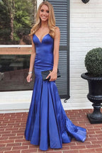 Royal Blue Spaghetti-Straps Mermaid Long Evening Dress BM bride