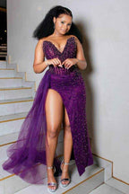 Sleeveless Strapless Mermaid Long Prom Dress With Beading Split