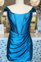 Fuchsia Off the Shoulder Ruched Tight Homecoming Dress