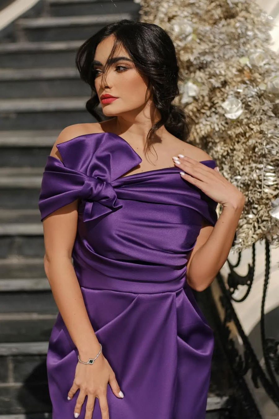 Off the Shoulder Sleeveless Long Split Prom Dress With Pleated