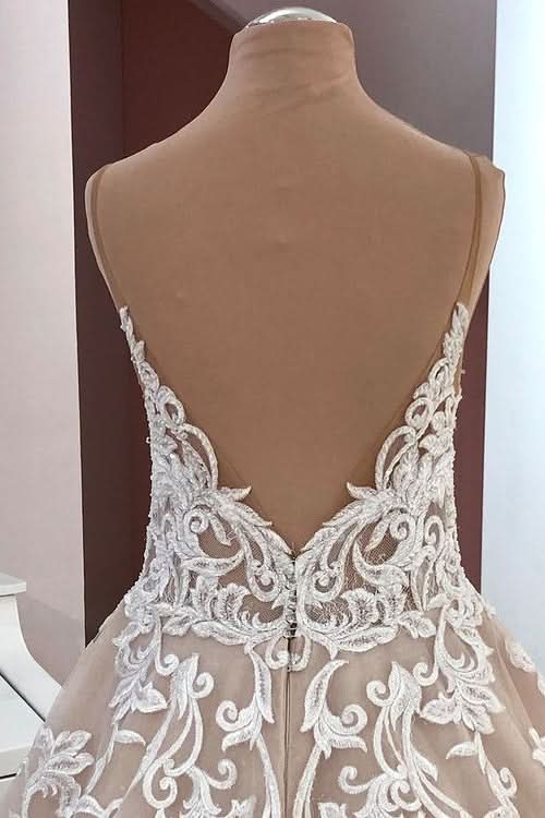 A-Line Sweetheart Princess Wedding Dress With Tulle Lace BM bride