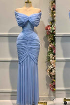 Strapless Sleeveless Off the Shoulder Long Prom Dress With Pleated