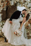 Sweetheart Tulle A-Line Wedding Dress with Lace Appliques BM bride
