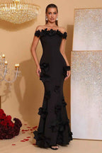 Off the Shoulder Sleeveless Long Mermaid Prom Dress With Appliques